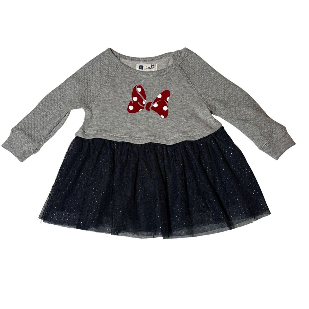 Baby Gap Disney Minnie Mouse Tulle Dress 12-18 Months Sparkle Long Sleeve